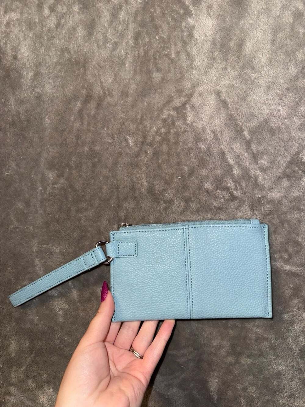 Jewell by Thirty-One Light Blue Pebbled Wristlet Clutch